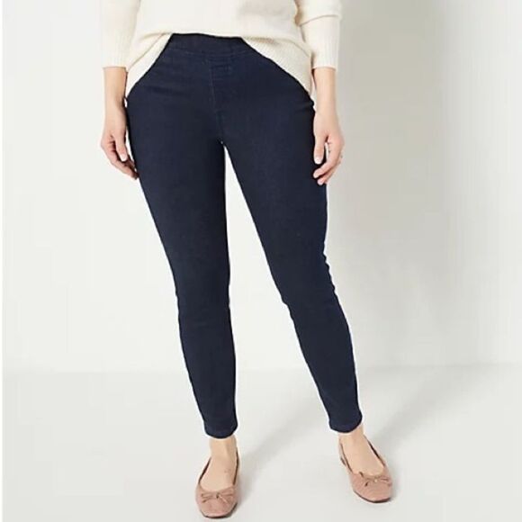 Denim & Co. Cozy Touch Denim Petite Pull-On Jeggings - Picture 1 of 5